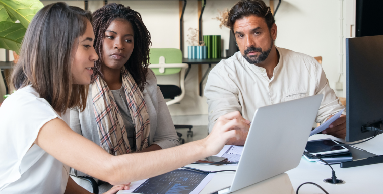 Team working together in an office